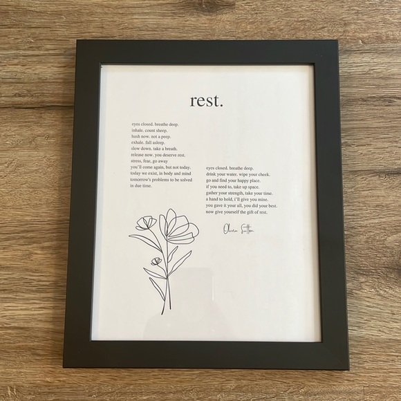 Hand Crafted Other - Rest by Olivia Sutton Poetry Art Framed Print